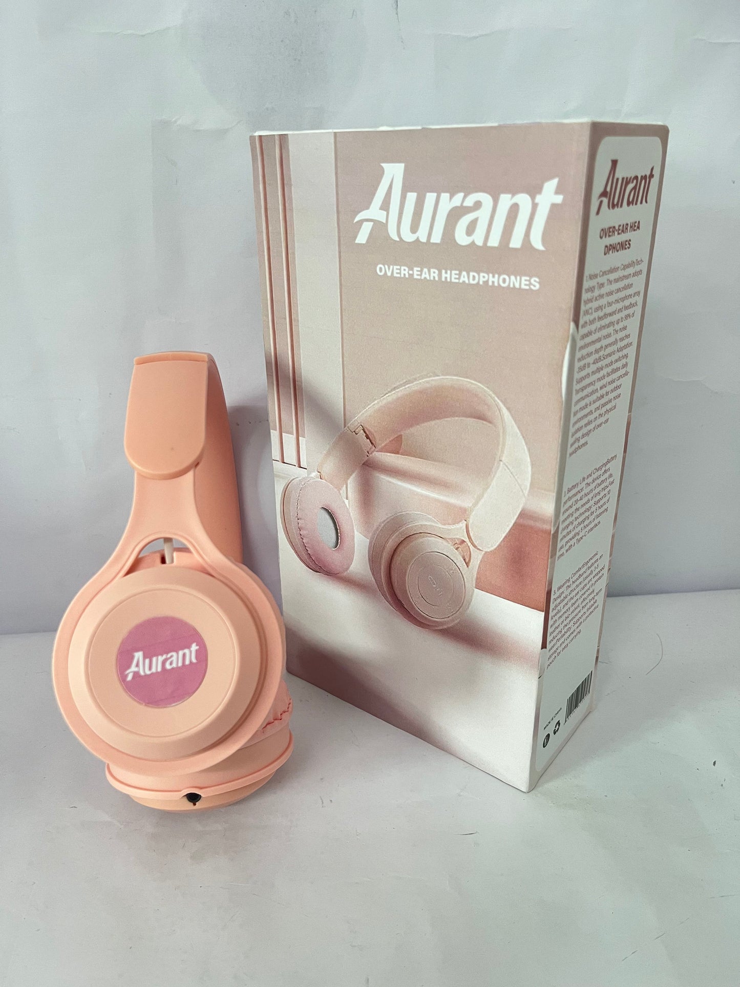 Aurant Over-Ear Wireless Bluetooth Headphones, Pink Stylish Headset with Stereo Sound, Long Battery Life & Comfortable Earpads for Music, Travel, Work & Study