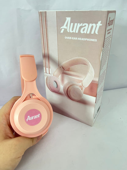 Aurant Over-Ear Wireless Bluetooth Headphones, Pink Stylish Headset with Stereo Sound, Long Battery Life & Comfortable Earpads for Music, Travel, Work & Study