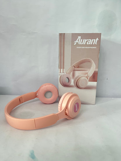 Aurant Over-Ear Wireless Bluetooth Headphones, Pink Stylish Headset with Stereo Sound, Long Battery Life & Comfortable Earpads for Music, Travel, Work & Study