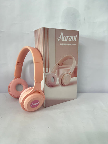 Aurant Over-Ear Wireless Bluetooth Headphones, Pink Stylish Headset with Stereo Sound, Long Battery Life & Comfortable Earpads for Music, Travel, Work & Study