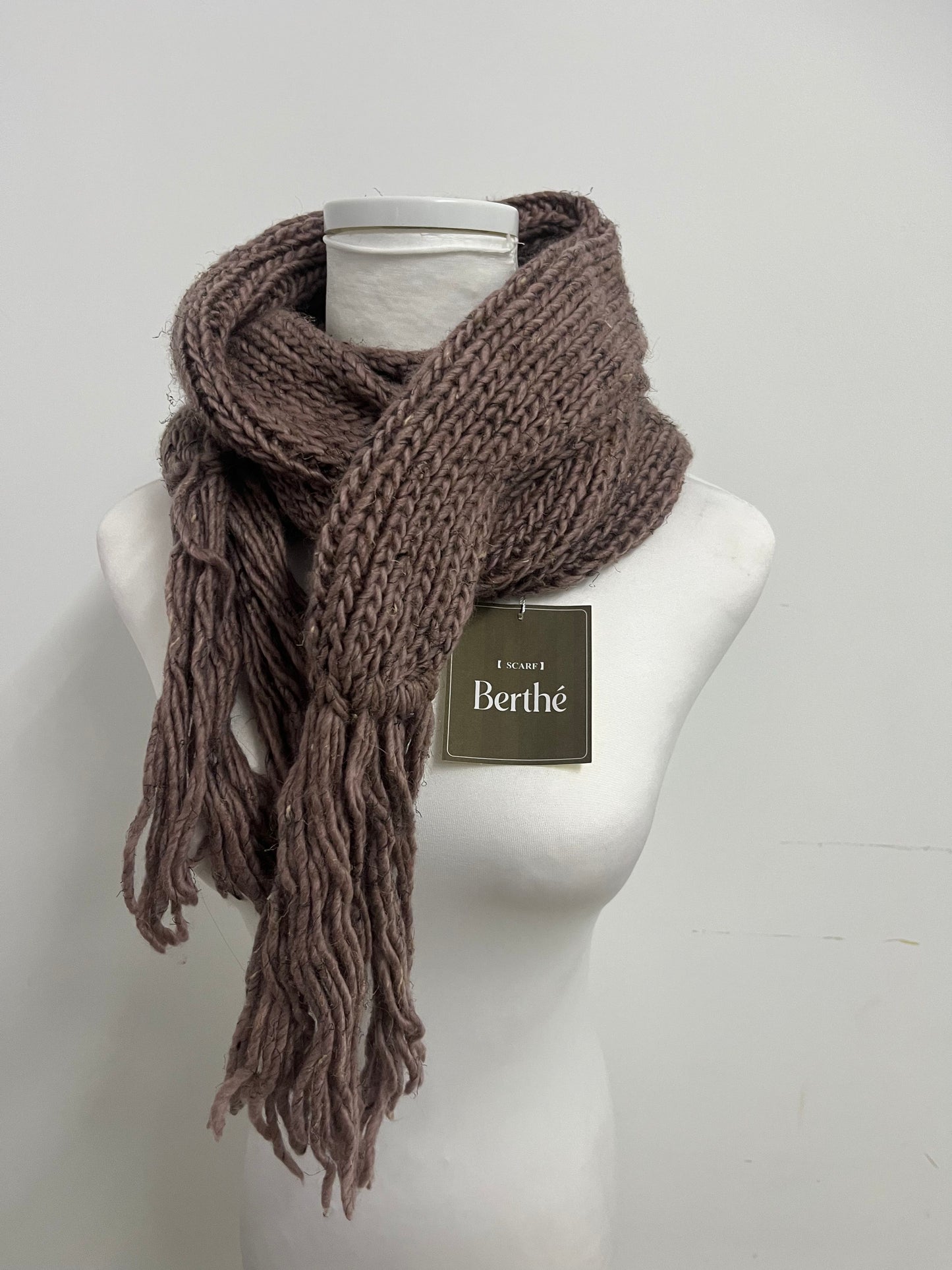 Berthe Deep Brown Knit Scarf - Winter Essential for Layering & Cold-Weather Looks