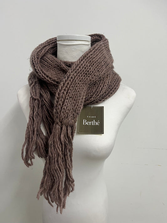 Berthe Deep Brown Knit Scarf - Winter Essential for Layering & Cold-Weather Looks
