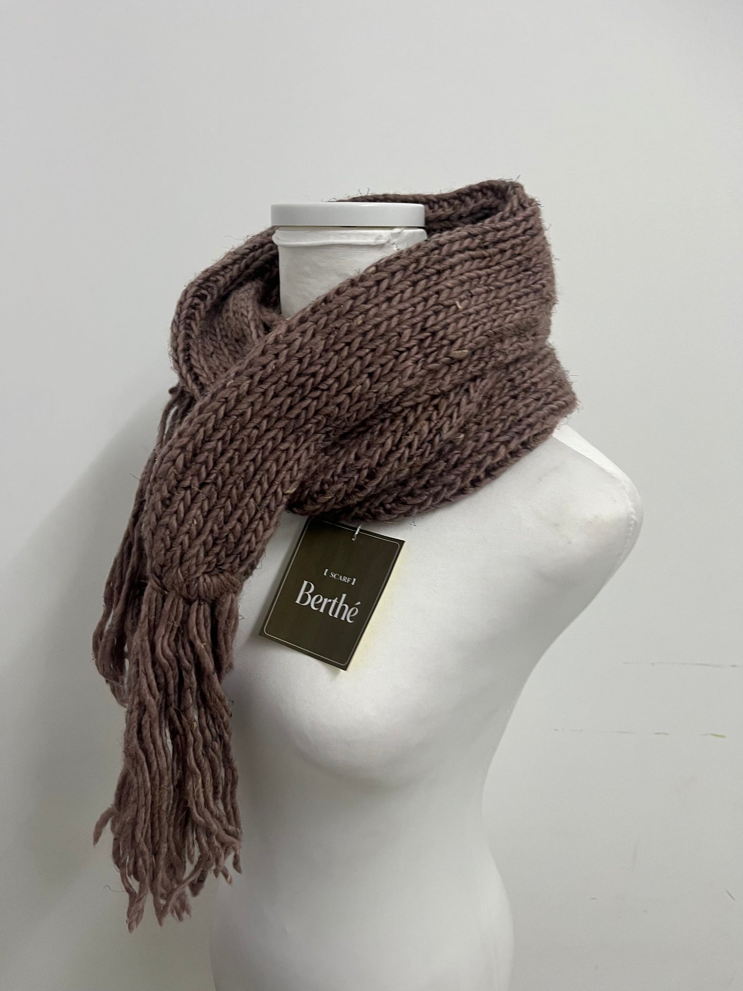Berthe Deep Brown Knit Scarf - Winter Essential for Layering & Cold-Weather Looks
