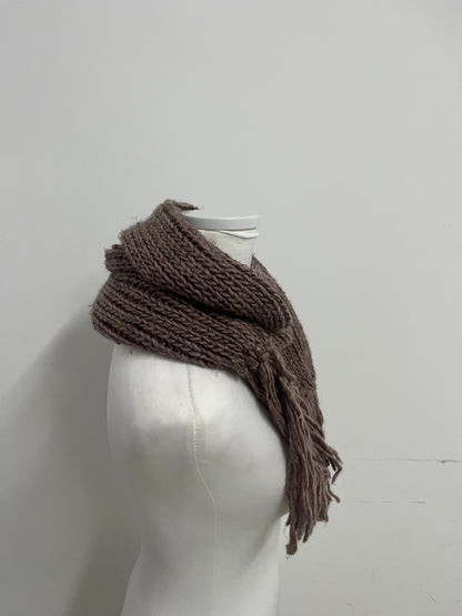 Berthe Deep Brown Knit Scarf - Winter Essential for Layering & Cold-Weather Looks