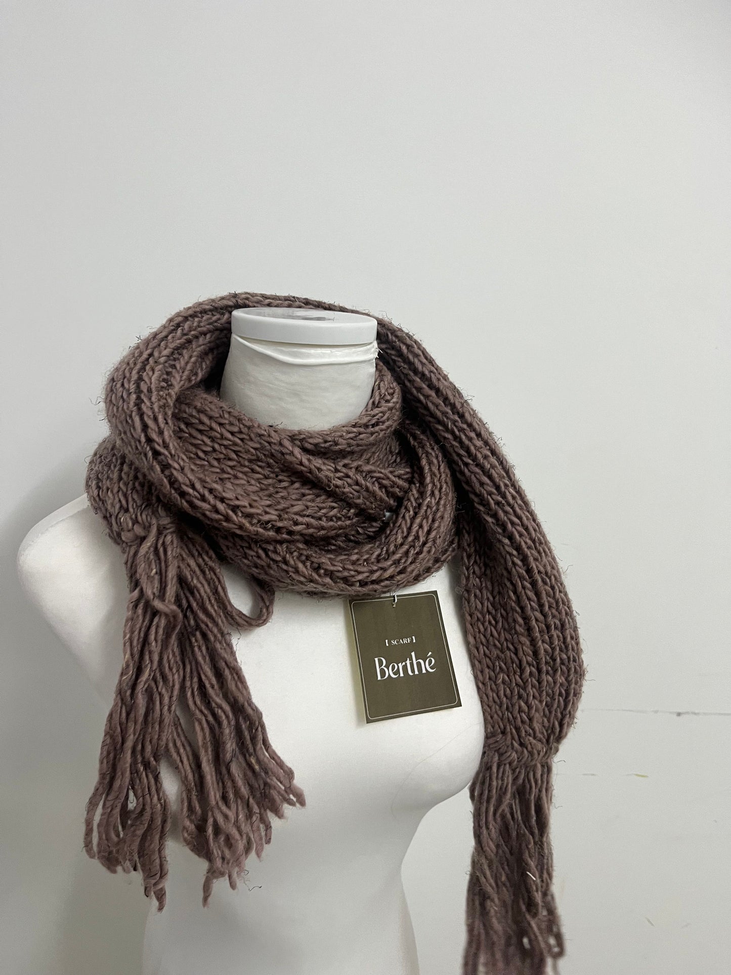 Berthe Deep Brown Knit Scarf - Winter Essential for Layering & Cold-Weather Looks