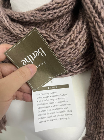 Berthe Deep Brown Knit Scarf - Winter Essential for Layering & Cold-Weather Looks