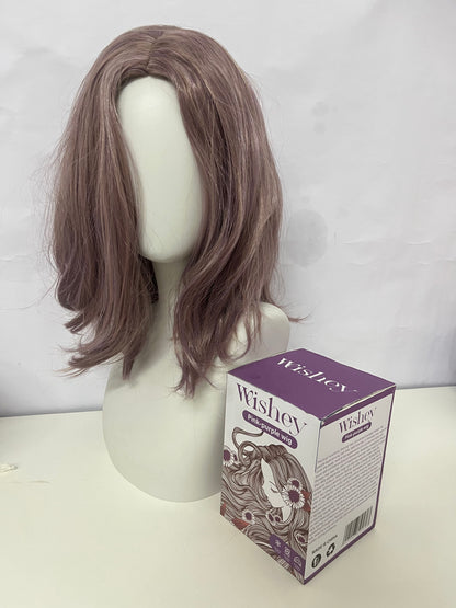 Wishey Pink-Purple Wig - Mid-Length Wavy Hair with Subtle Mauve Hue