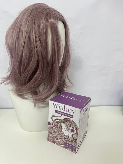 Wishey Pink-Purple Wig - Mid-Length Wavy Hair with Subtle Mauve Hue