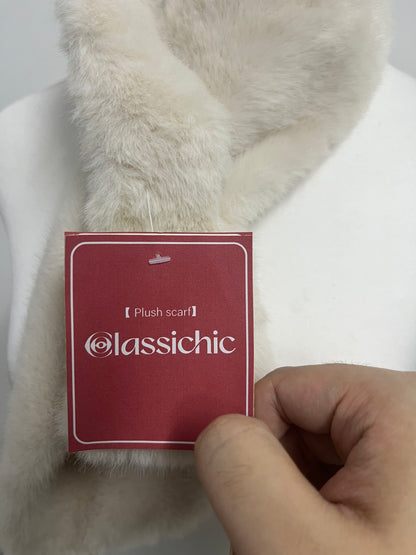 Classichic Off-White Scarf - 100% Polyester Faux Fur for Cozy Elegance