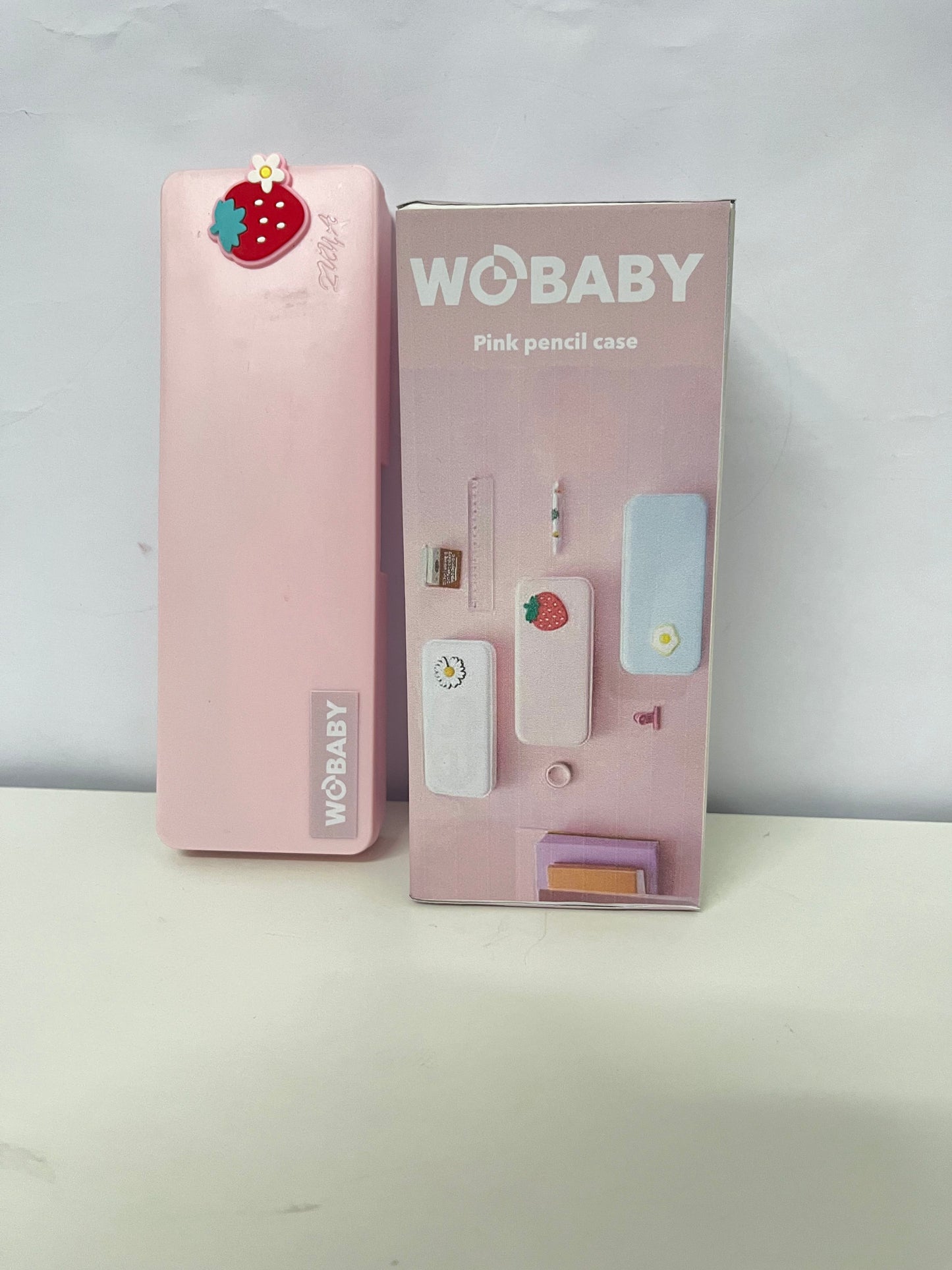 WOBABY Strawberry Cute Pink Pencil Case Large-Capacity Storage Cute & Shock-Resistant A Fashion Companion for Student Stationery