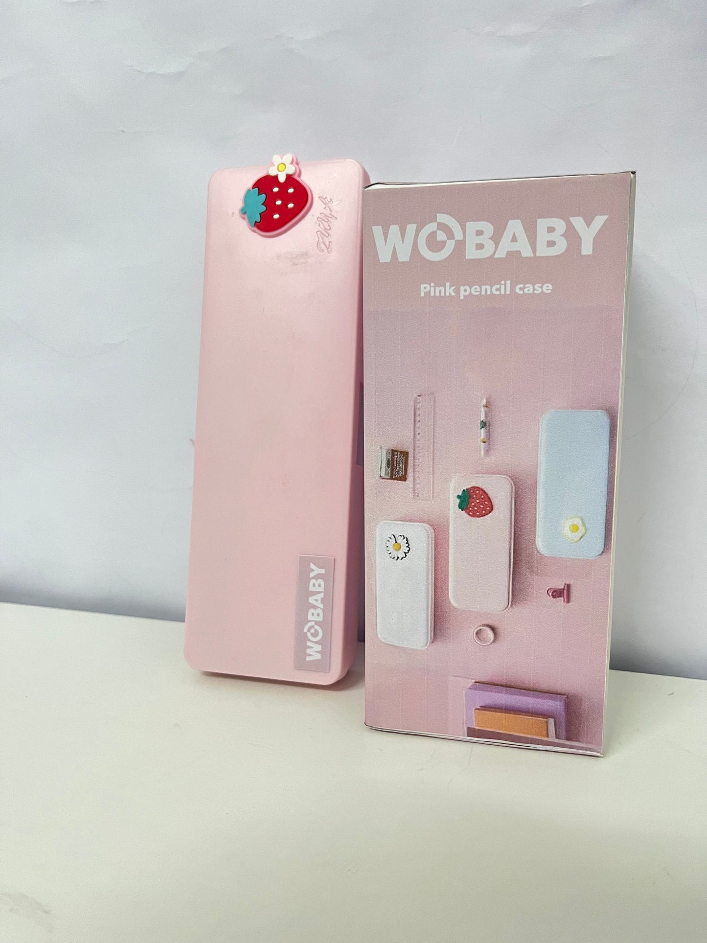 WOBABY Strawberry Cute Pink Pencil Case Large-Capacity Storage Cute & Shock-Resistant A Fashion Companion for Student Stationery