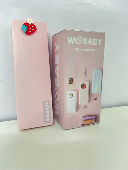 WOBABY Strawberry Cute Pink Pencil Case Large-Capacity Storage Cute & Shock-Resistant A Fashion Companion for Student Stationery
