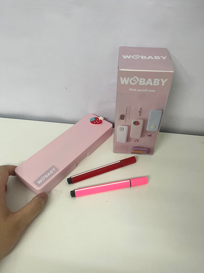 WOBABY Strawberry Cute Pink Pencil Case Large-Capacity Storage Cute & Shock-Resistant A Fashion Companion for Student Stationery