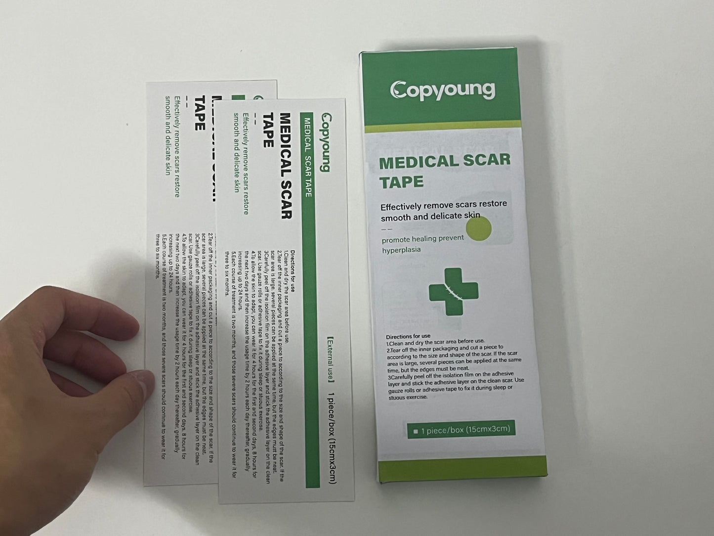 Copyoung Medical-Grade Scar Repair Tape, Large Size (15x3cm) Cut-to-Fit, Promotes Healing & Smooth Skin