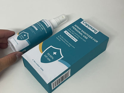 Copyoung 100ML No-Wash Spray Sanitizer - 99% Alcohol, 99.99% Germ Kill Rate, Quick-Dry Non-Sticky, Portable Personal Disinfectant Spray for Hands & Surfaces