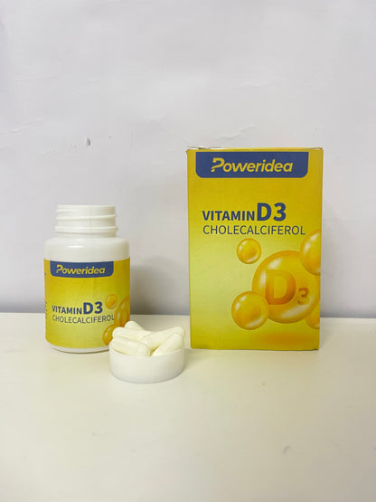 Poweridea Vitamin D3 Softgels — 1000 IU Cholecalciferol with MCT Oil for High Absorption (60-Count)