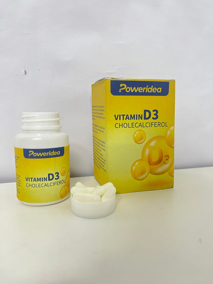 Poweridea Vitamin D3 Softgels — 1000 IU Cholecalciferol with MCT Oil for High Absorption (60-Count)