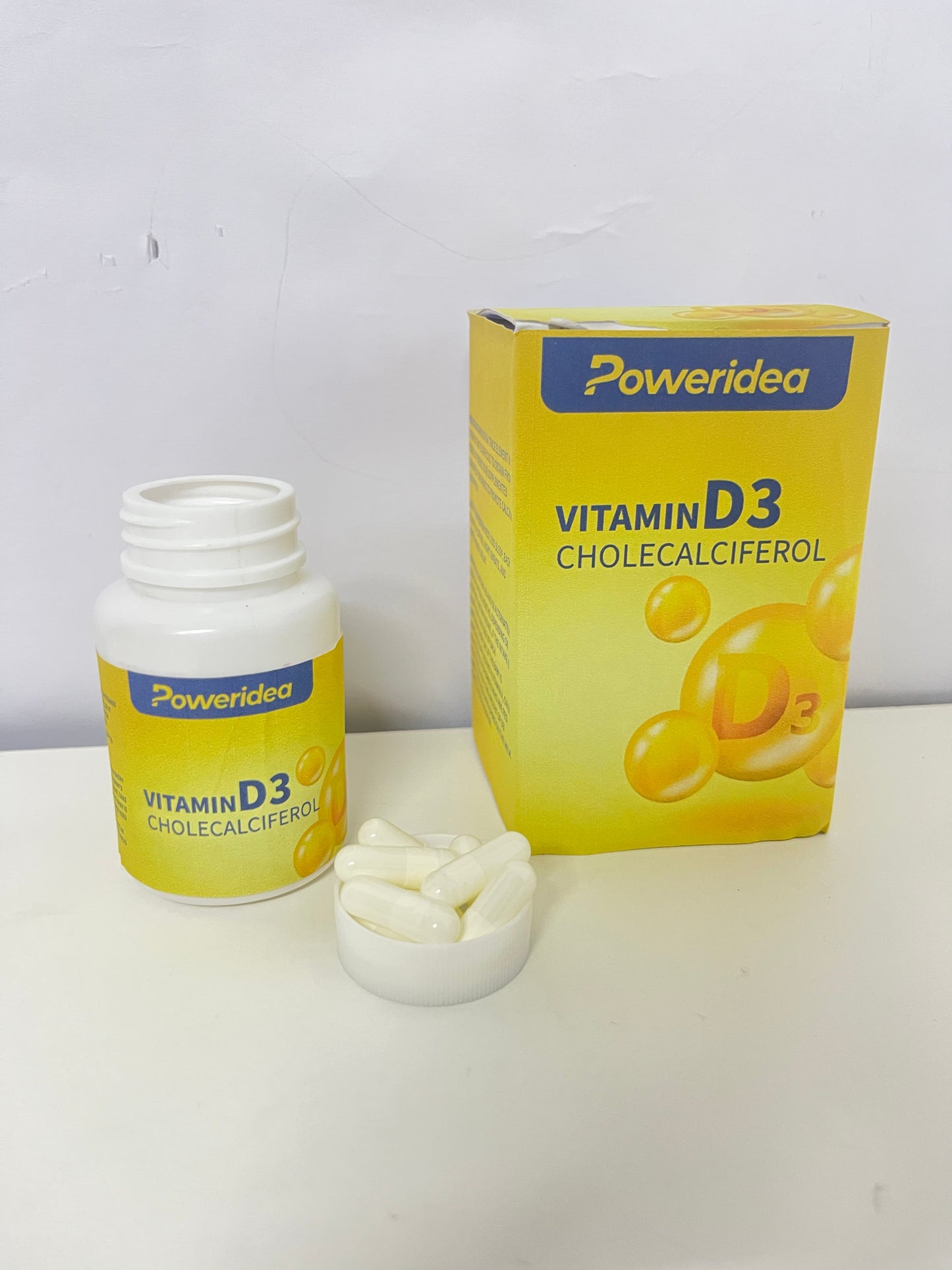 Poweridea Vitamin D3 Softgels — 1000 IU Cholecalciferol with MCT Oil for High Absorption (60-Count)