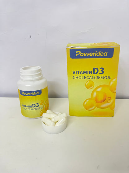 Poweridea Vitamin D3 Softgels — 1000 IU Cholecalciferol with MCT Oil for High Absorption (60-Count)