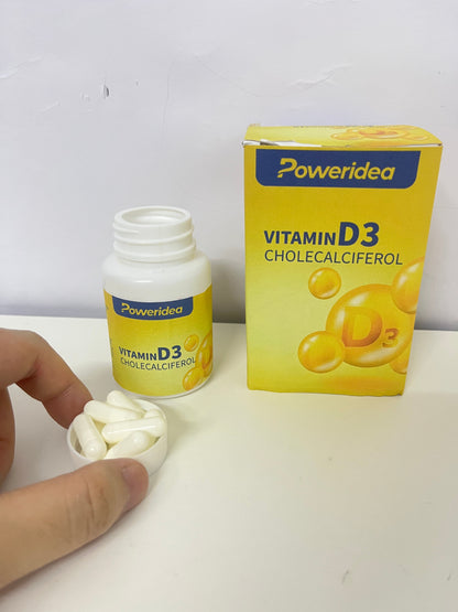 Poweridea Vitamin D3 Softgels — 1000 IU Cholecalciferol with MCT Oil for High Absorption (60-Count)
