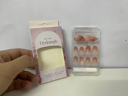Hydrangle Gradient Translucent False Nails —— Elegant Fingertip Charm for Daily Grace
