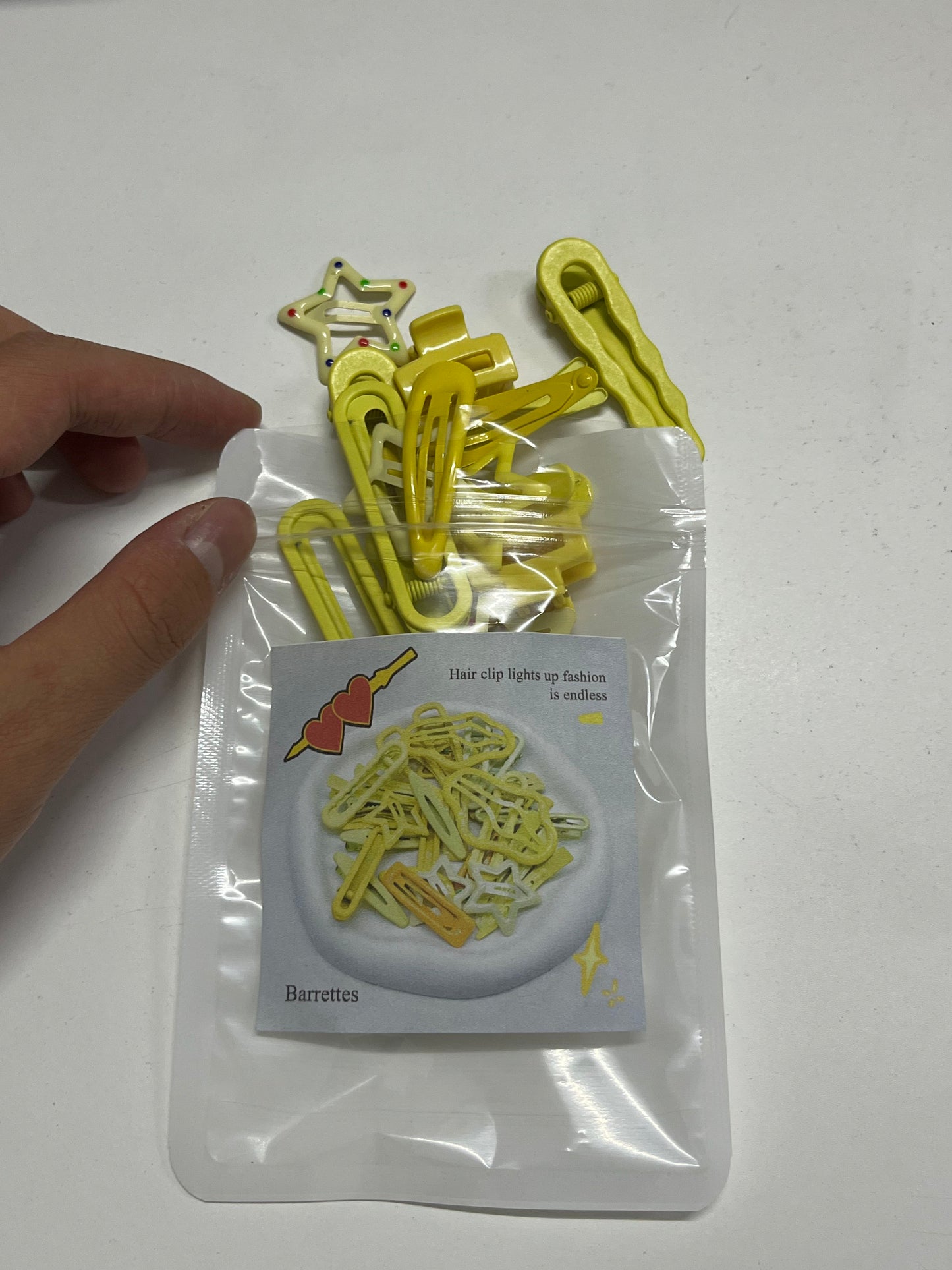Bright Yellow Star Decor Barrettes Hair Clip Multipack Set