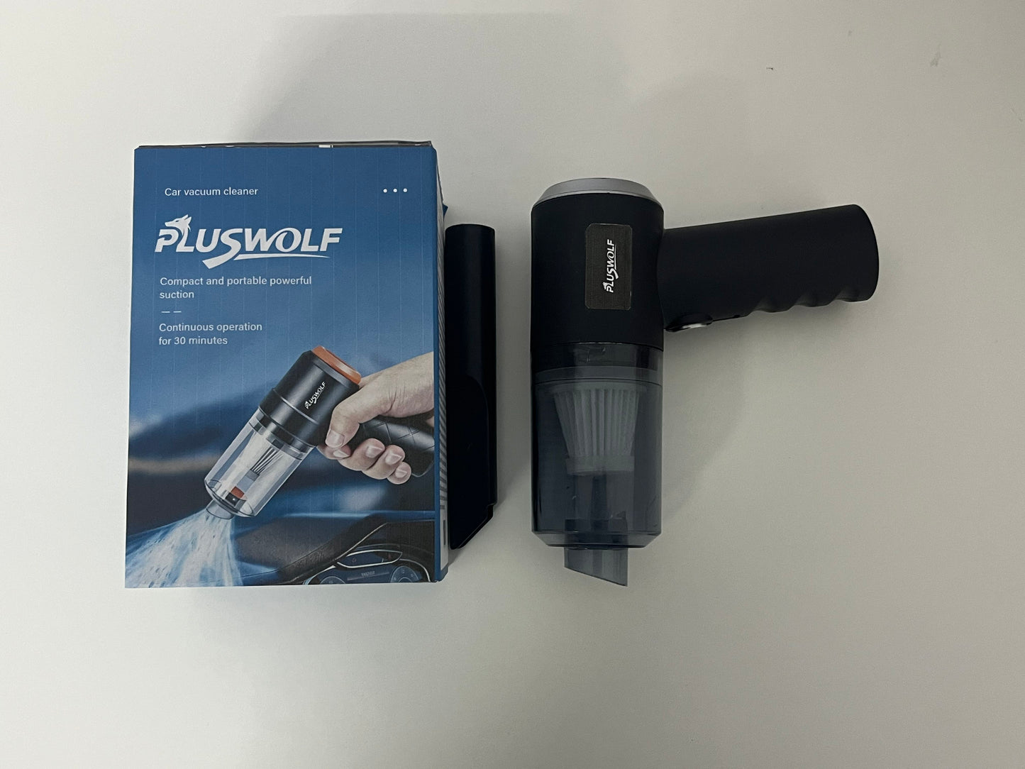PLUSWOLF Portable Car Electric Vacuum Cleaners – Wireless Handheld High-Power Vacuum with 30-Minute Long Battery Life for Car & Home Use