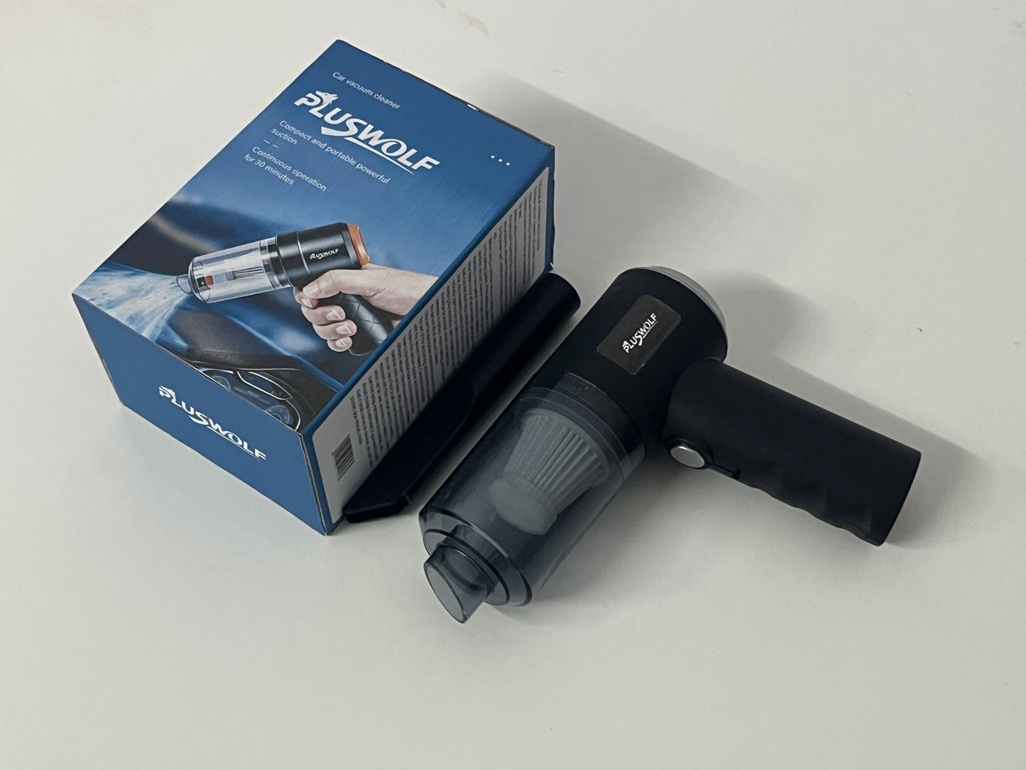 PLUSWOLF Portable Car Electric Vacuum Cleaners – Wireless Handheld High-Power Vacuum with 30-Minute Long Battery Life for Car & Home Use
