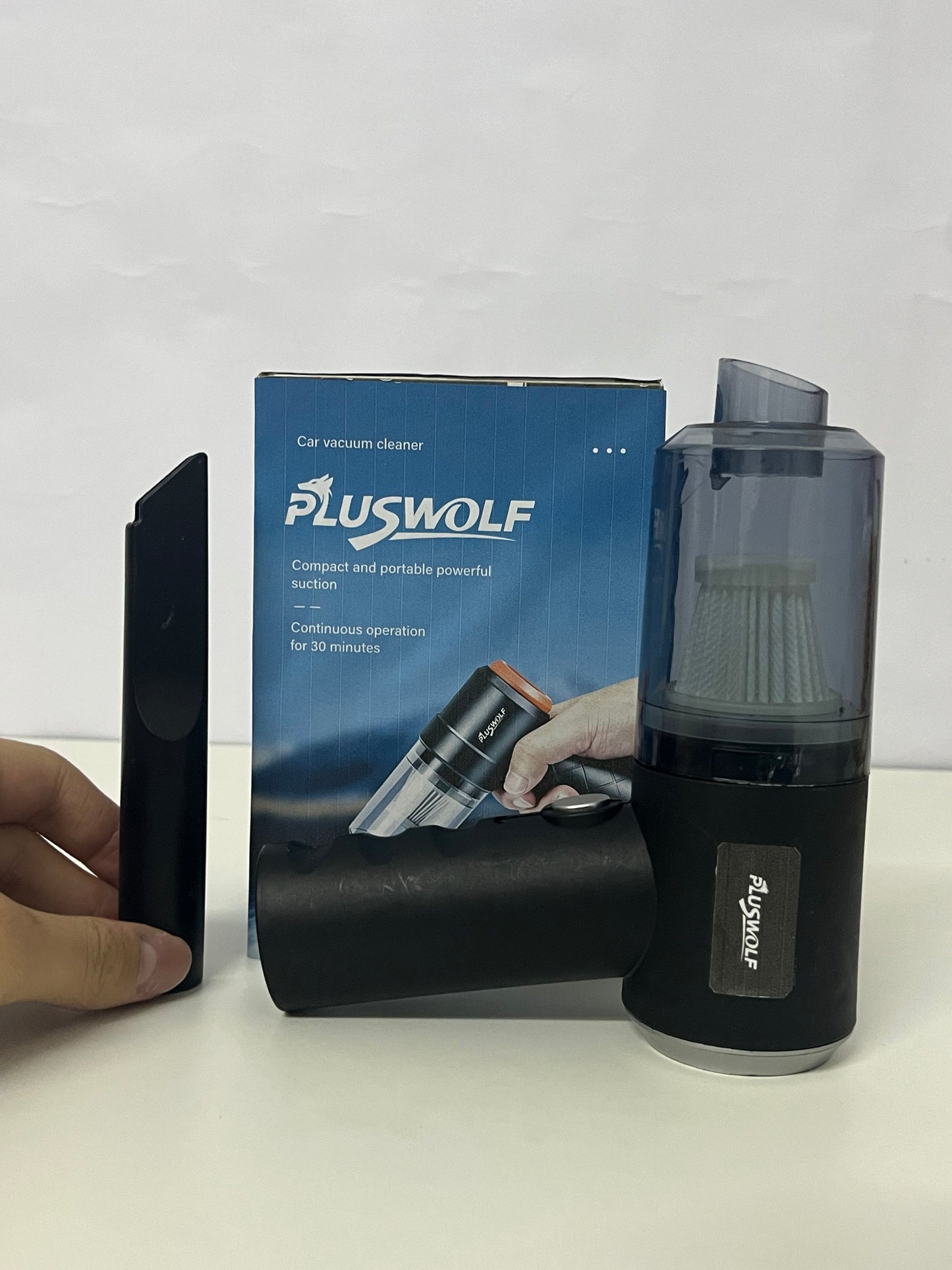 PLUSWOLF Portable Car Electric Vacuum Cleaners – Wireless Handheld High-Power Vacuum with 30-Minute Long Battery Life for Car & Home Use