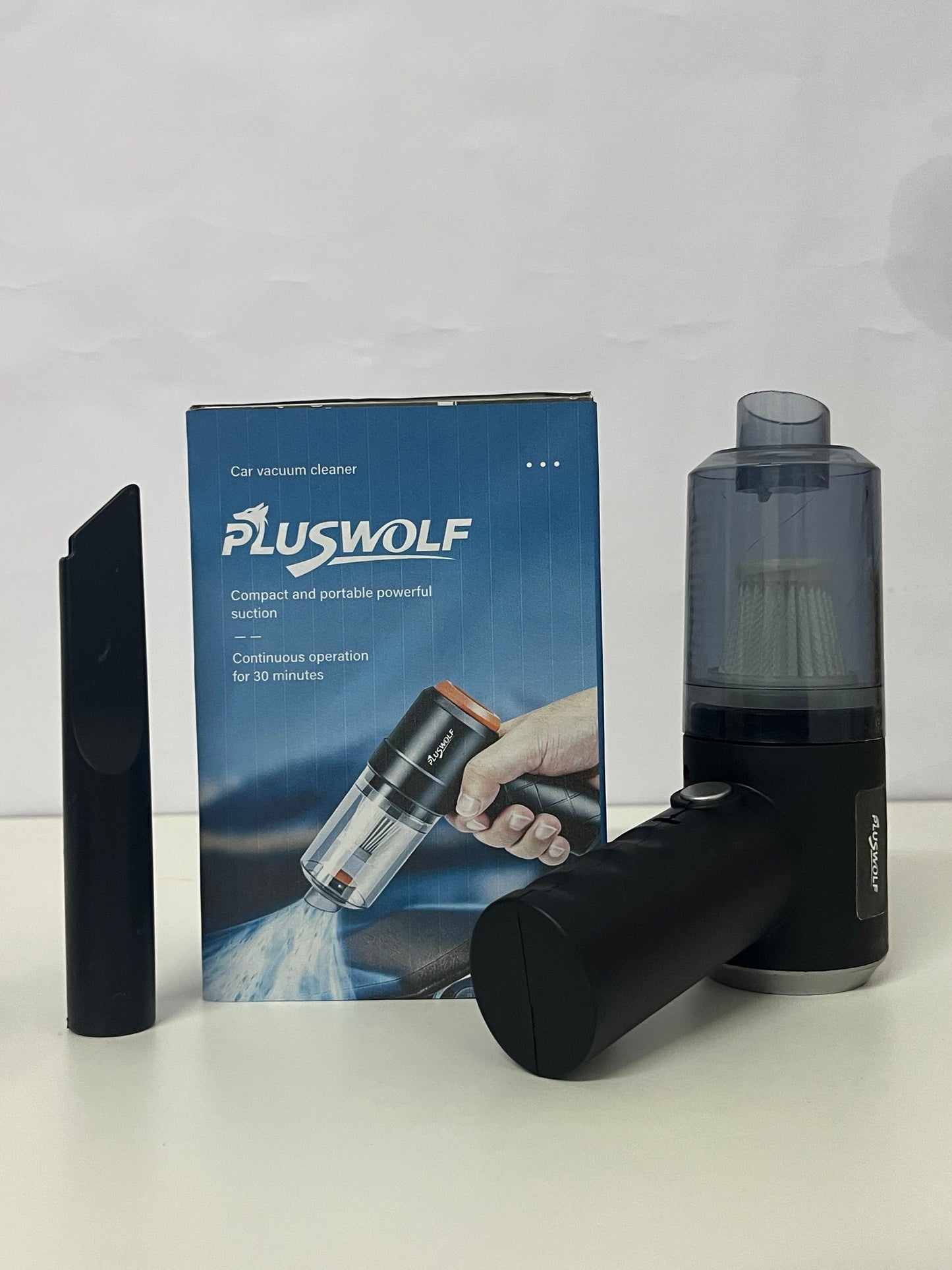 PLUSWOLF Portable Car Electric Vacuum Cleaners – Wireless Handheld High-Power Vacuum with 30-Minute Long Battery Life for Car & Home Use