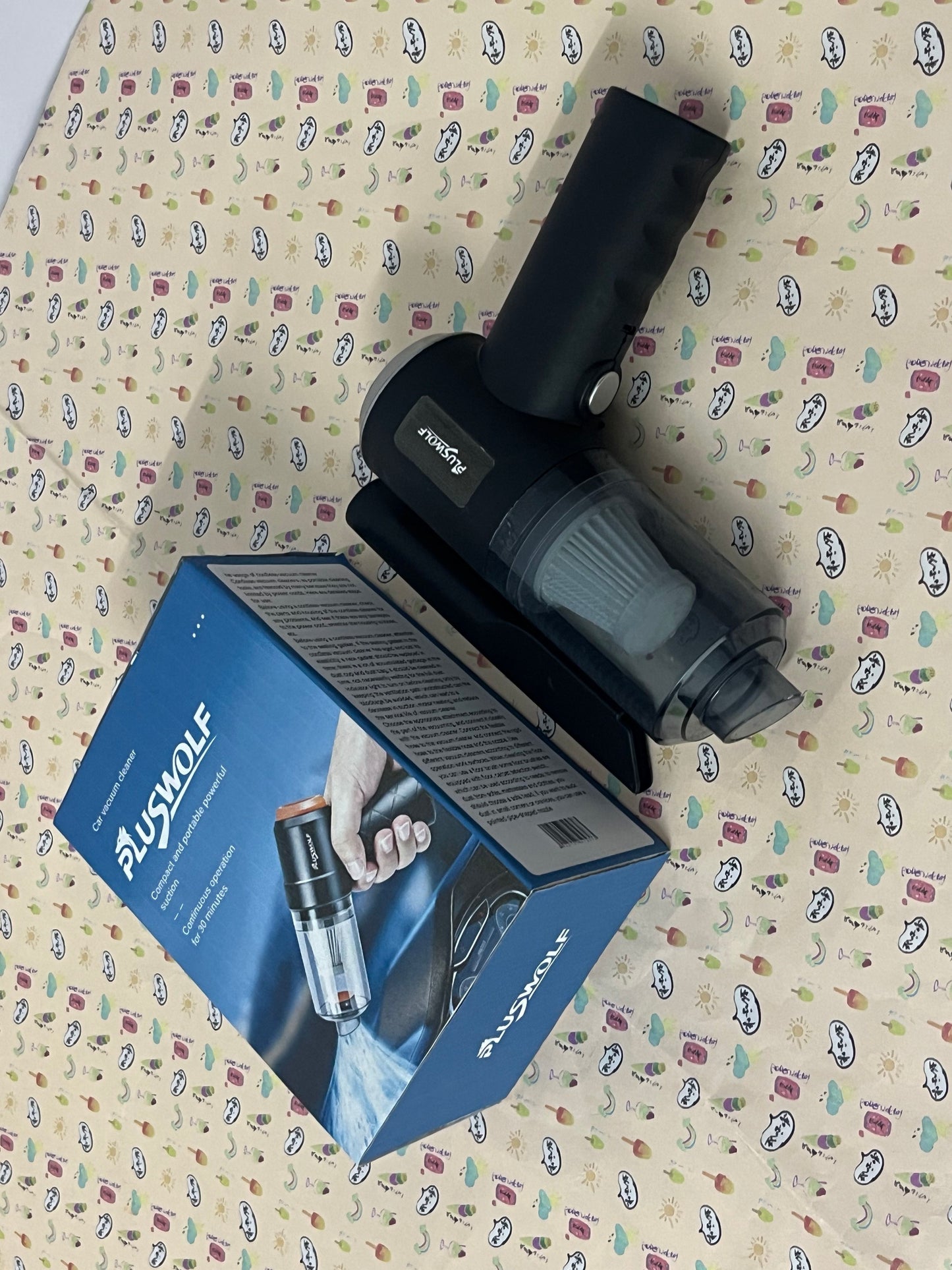 PLUSWOLF Portable Car Electric Vacuum Cleaners – Wireless Handheld High-Power Vacuum with 30-Minute Long Battery Life for Car & Home Use