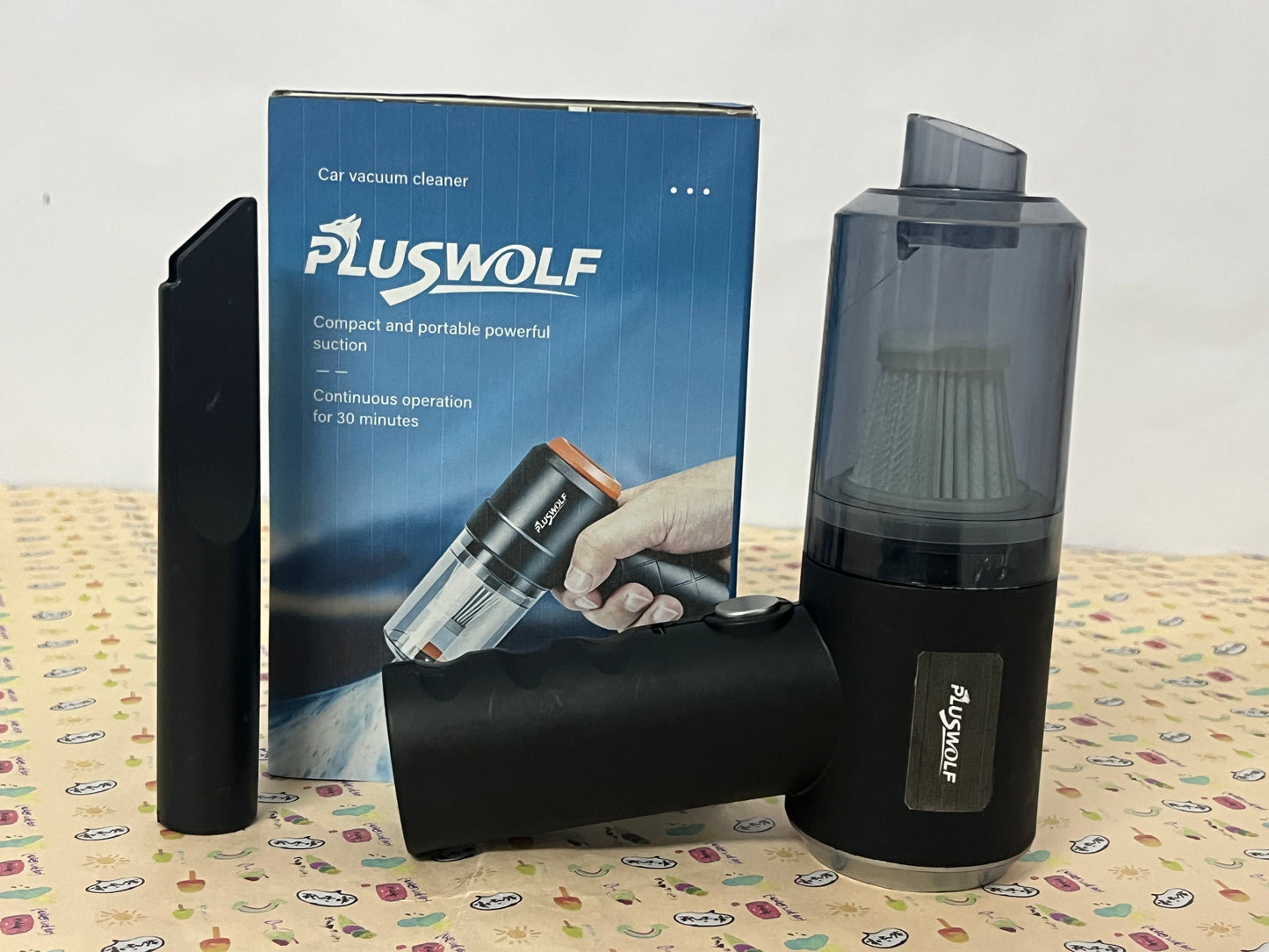 PLUSWOLF Portable Car Electric Vacuum Cleaners – Wireless Handheld High-Power Vacuum with 30-Minute Long Battery Life for Car & Home Use