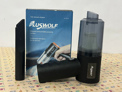 PLUSWOLF Portable Car Electric Vacuum Cleaners – Wireless Handheld High-Power Vacuum with 30-Minute Long Battery Life for Car & Home Use