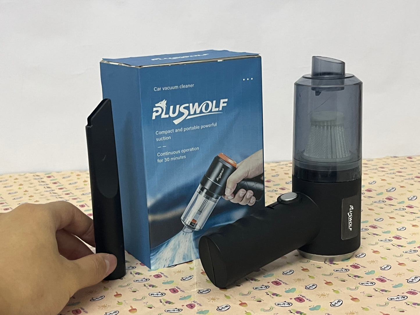 PLUSWOLF Portable Car Electric Vacuum Cleaners – Wireless Handheld High-Power Vacuum with 30-Minute Long Battery Life for Car & Home Use