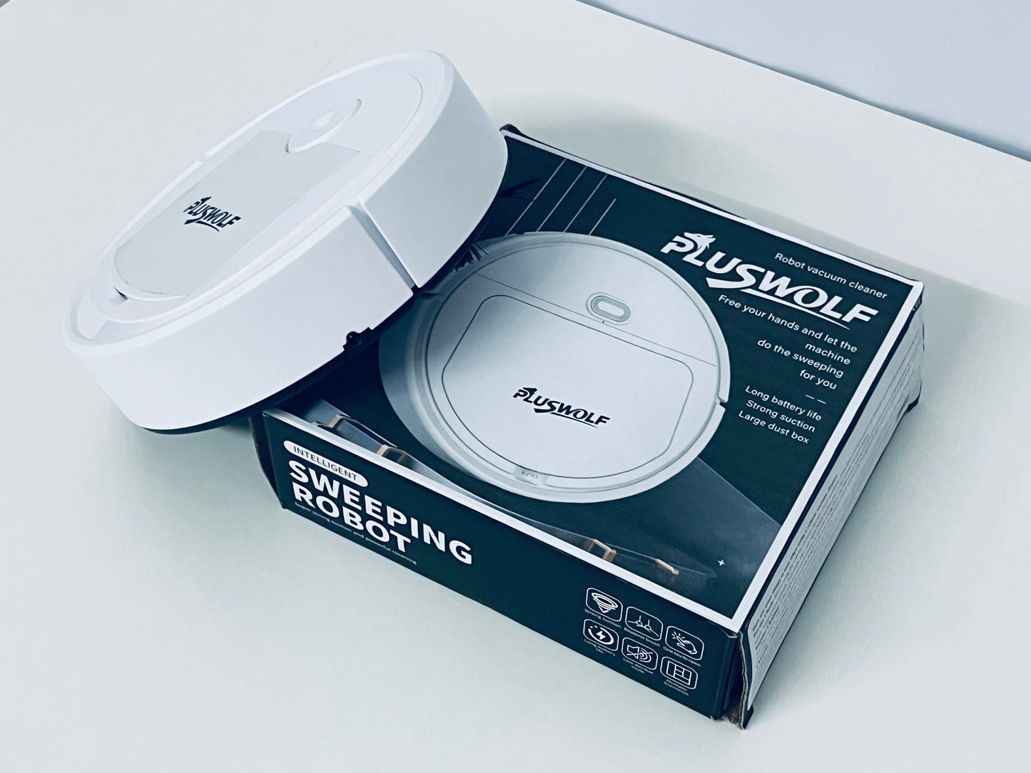 PLUSWOLF Electric Sweepers – Fully Automatic Sweeping & Suction Machine with Long Battery Life & Large Dust Box, Quiet Household Cleaning Device
