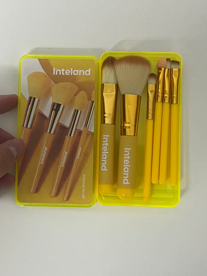 【Inteland 6-Piece Yellow Makeup Brush Set】—— Stylish & Functional Tools for Daily Makeup