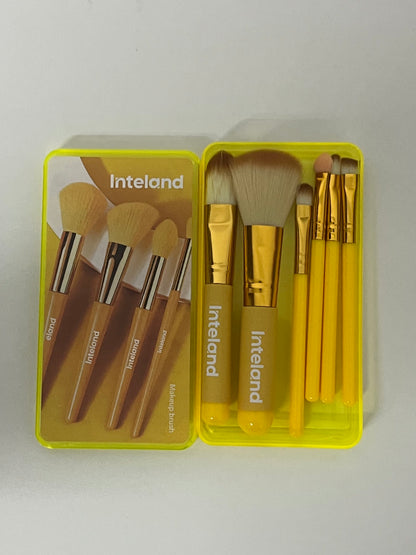 【Inteland 6-Piece Yellow Makeup Brush Set】—— Stylish & Functional Tools for Daily Makeup