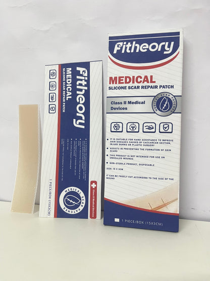 Fitheory Medical Silicone Scar Repair Patch, Class II Medical Device, Silicone Scar Sheets for C-Section, Surgery, Burn, Keloid, Acne, Cut to Size Scar Treatment, 1 Pack