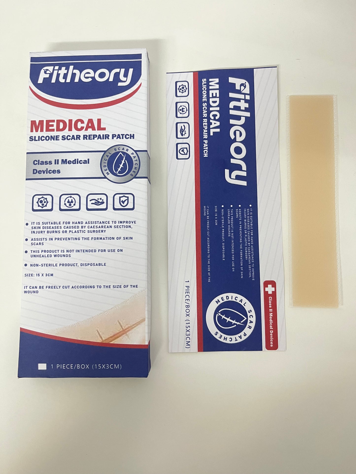 Fitheory Medical Silicone Scar Repair Patch, Class II Medical Device, Silicone Scar Sheets for C-Section, Surgery, Burn, Keloid, Acne, Cut to Size Scar Treatment, 1 Pack