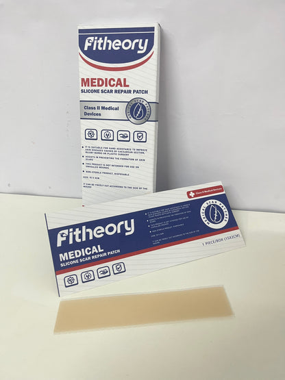 Fitheory Medical Silicone Scar Repair Patch, Class II Medical Device, Silicone Scar Sheets for C-Section, Surgery, Burn, Keloid, Acne, Cut to Size Scar Treatment, 1 Pack
