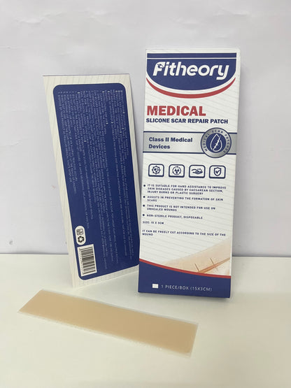 Fitheory Medical Silicone Scar Repair Patch, Class II Medical Device, Silicone Scar Sheets for C-Section, Surgery, Burn, Keloid, Acne, Cut to Size Scar Treatment, 1 Pack