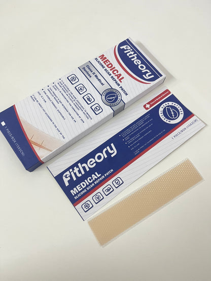 Fitheory Medical Silicone Scar Repair Patch, Class II Medical Device, Silicone Scar Sheets for C-Section, Surgery, Burn, Keloid, Acne, Cut to Size Scar Treatment, 1 Pack