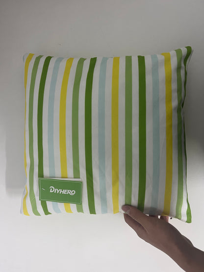 DIYHERO Fresh Striped Throw Pillow 45×45cm 100% Cotton Canvas Cushion Cover with Insert, Nordic Style Decorative Pillow for Sofa Bedroom Living Room All Season Use