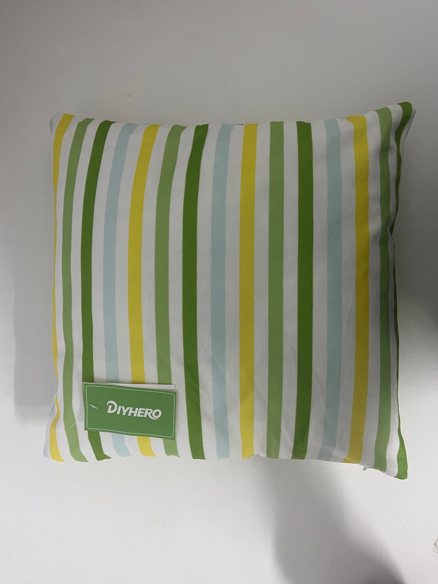 DIYHERO Fresh Striped Throw Pillow 45×45cm 100% Cotton Canvas Cushion Cover with Insert, Nordic Style Decorative Pillow for Sofa Bedroom Living Room All Season Use