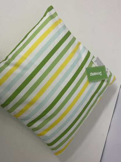 DIYHERO Fresh Striped Throw Pillow 45×45cm 100% Cotton Canvas Cushion Cover with Insert, Nordic Style Decorative Pillow for Sofa Bedroom Living Room All Season Use
