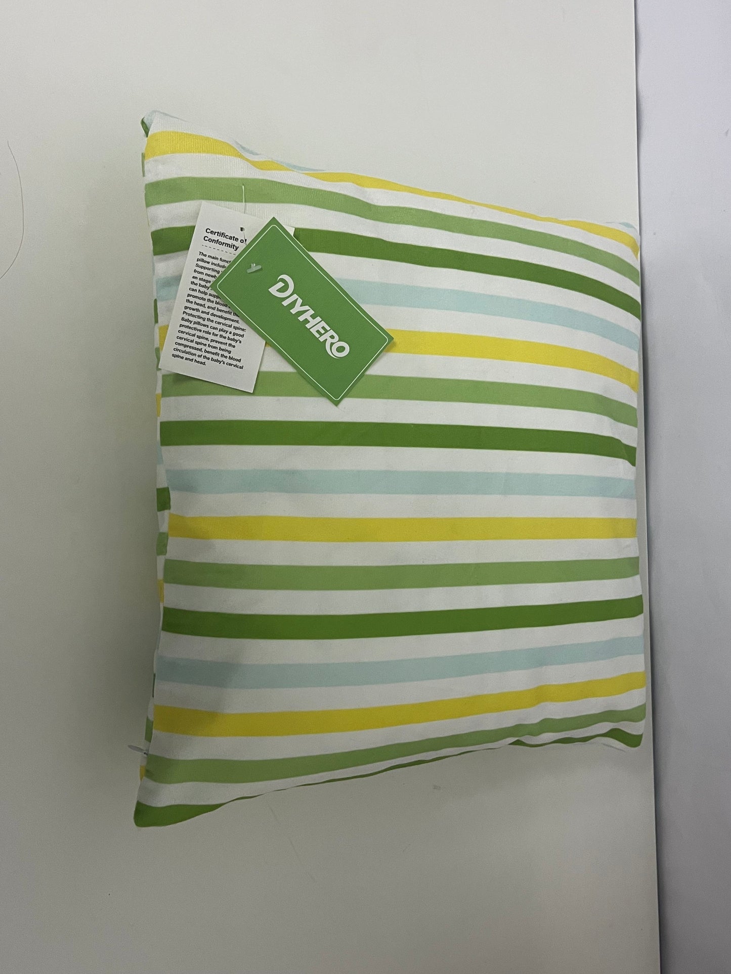 DIYHERO Fresh Striped Throw Pillow 45×45cm 100% Cotton Canvas Cushion Cover with Insert, Nordic Style Decorative Pillow for Sofa Bedroom Living Room All Season Use