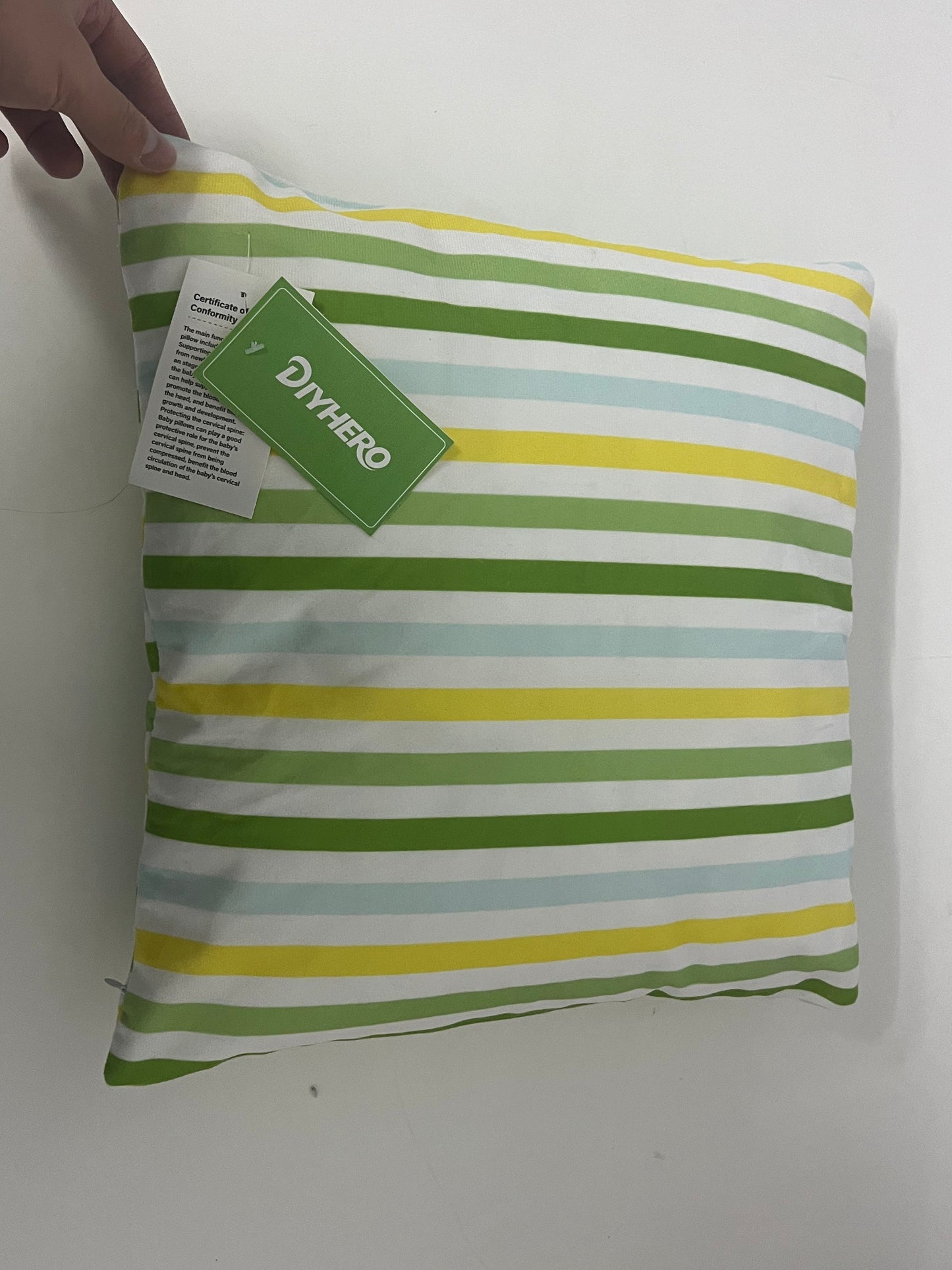 DIYHERO Fresh Striped Throw Pillow 45×45cm 100% Cotton Canvas Cushion Cover with Insert, Nordic Style Decorative Pillow for Sofa Bedroom Living Room All Season Use