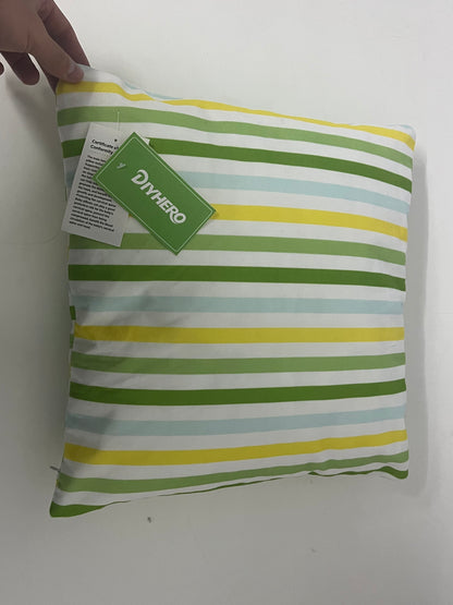 DIYHERO Fresh Striped Throw Pillow 45×45cm 100% Cotton Canvas Cushion Cover with Insert, Nordic Style Decorative Pillow for Sofa Bedroom Living Room All Season Use