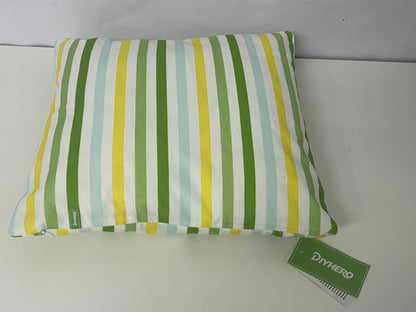 DIYHERO Fresh Striped Throw Pillow 45×45cm 100% Cotton Canvas Cushion Cover with Insert, Nordic Style Decorative Pillow for Sofa Bedroom Living Room All Season Use