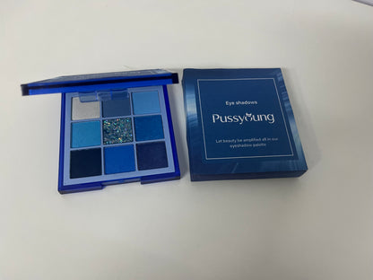 [Pussyoung Eye shadows]-Deep Sea 9-Color Eyeshadow Palette - Cool-Tone Blue Creative Palette